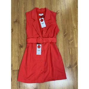 Charlie Holiday Serena Vest Dress, Linen Blend, Belted, Size Large, NWT